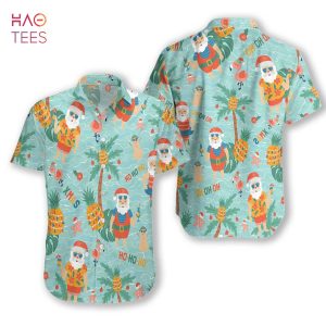 Pineapple With Santa Claus On Sea Beach Hawaiian Shirt Pineapple With Santa Claus On Sea Beach Hawaiian Shirt
