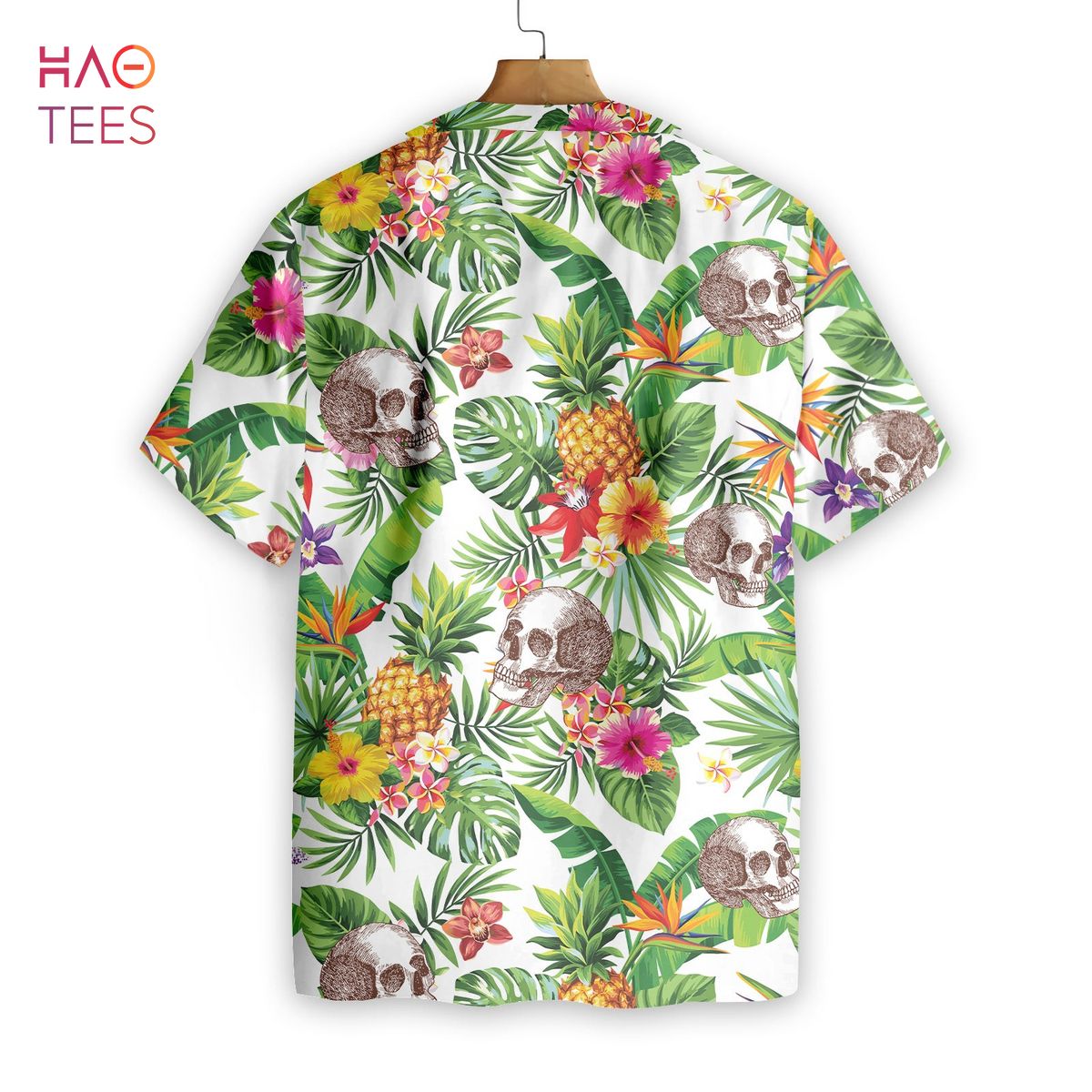Gift for Pineapple Lover Birthday Gift Idea for Couple SKULL Hawaii shirt Skull Summer Button Up Shirt,Pineapple Aloha Shirt