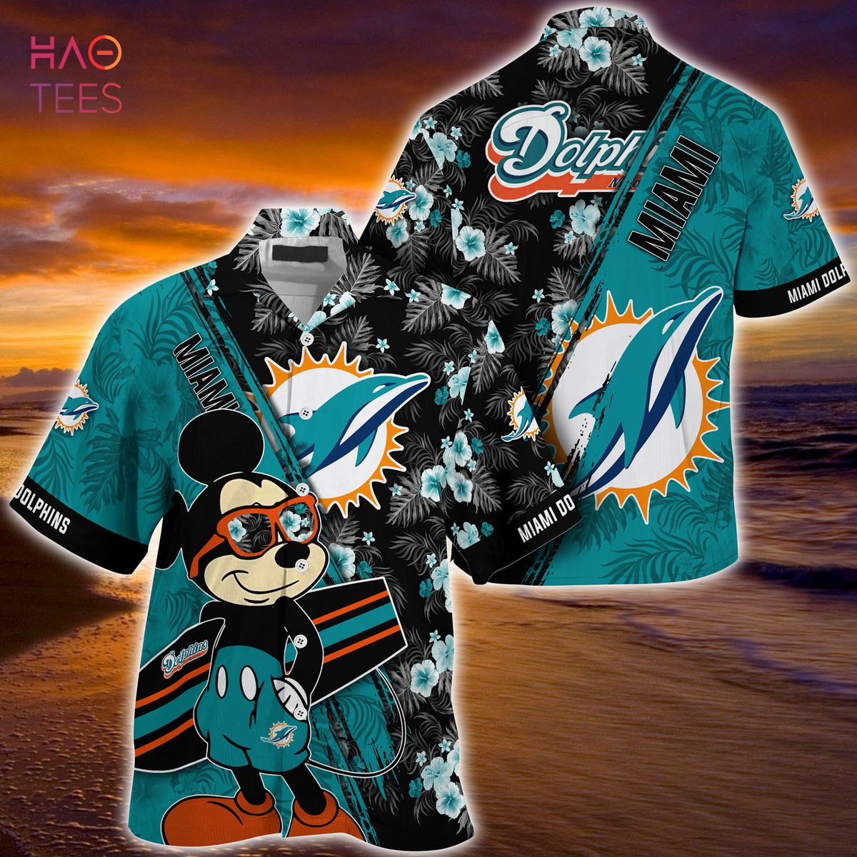 Mickey And Floral Miami Dolphins NFL Summer Hawaiian Shirt