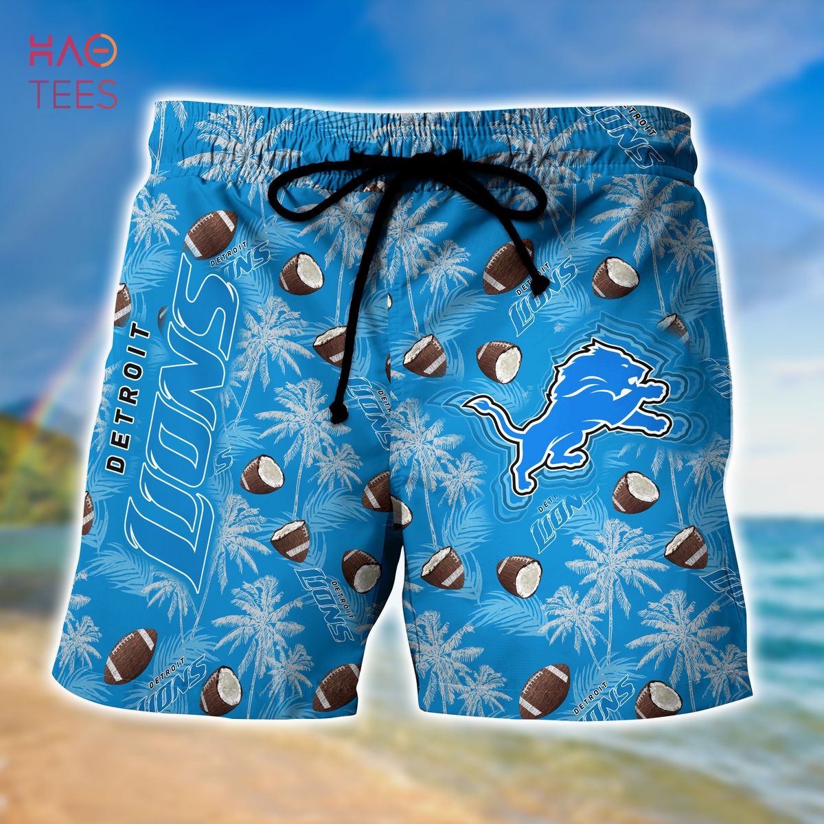 Nfl Hawaiian Shirt Detroit Lions Shorts Tshirt Star Custom Name Number-1