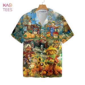 Smiley Pumpkin On The Farm Thanksgiving Hawaiian Shirt