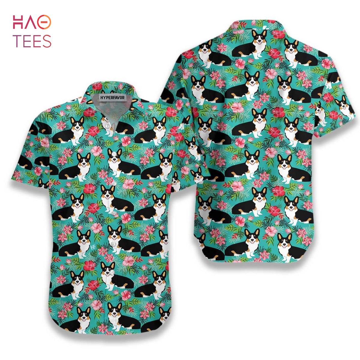 Tropical Floral Corgi Hawaiian Shirt Tropical Floral Corgi Hawaiian Shirt