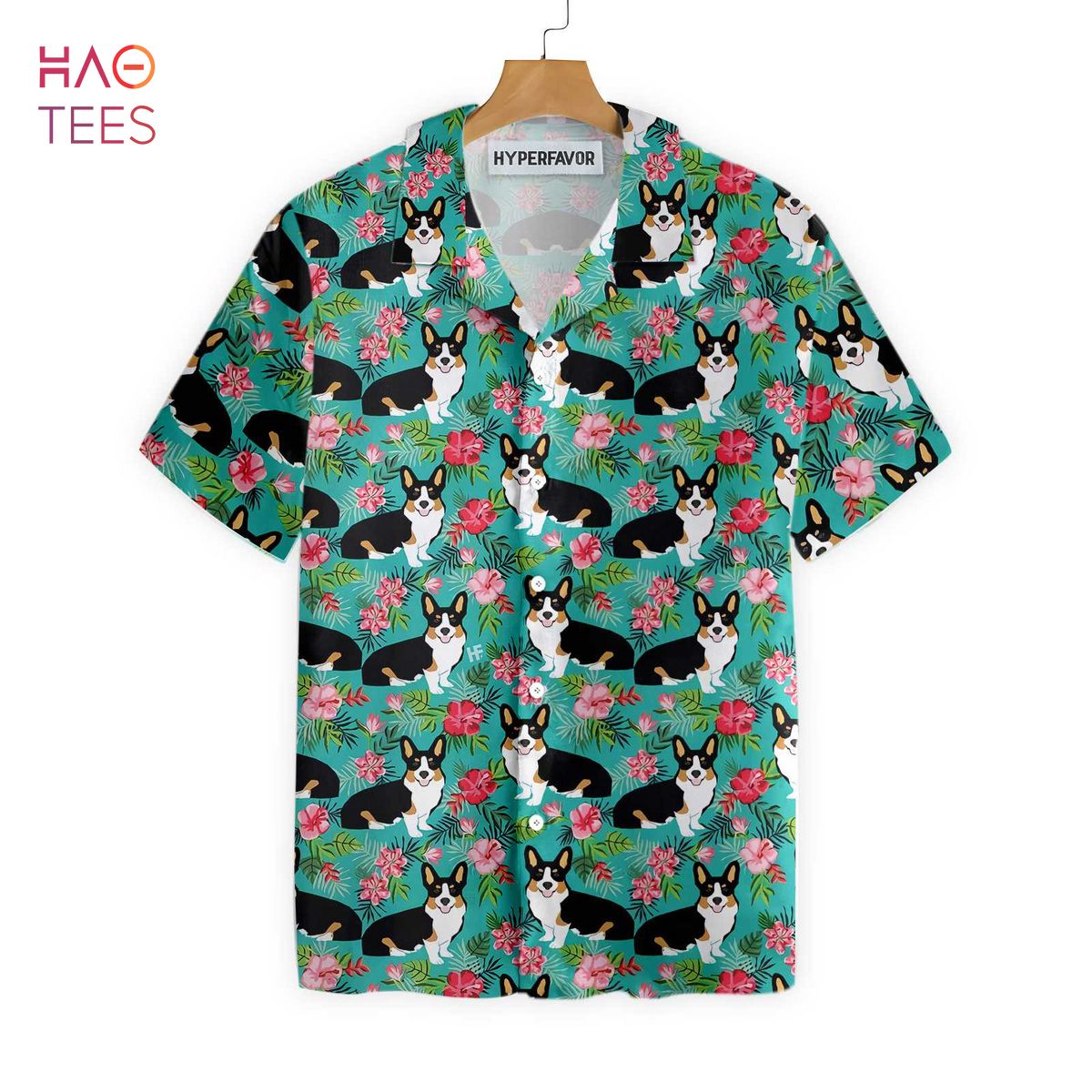 Tropical Floral Corgi Hawaiian Shirt Tropical Floral Corgi Hawaiian Shirt