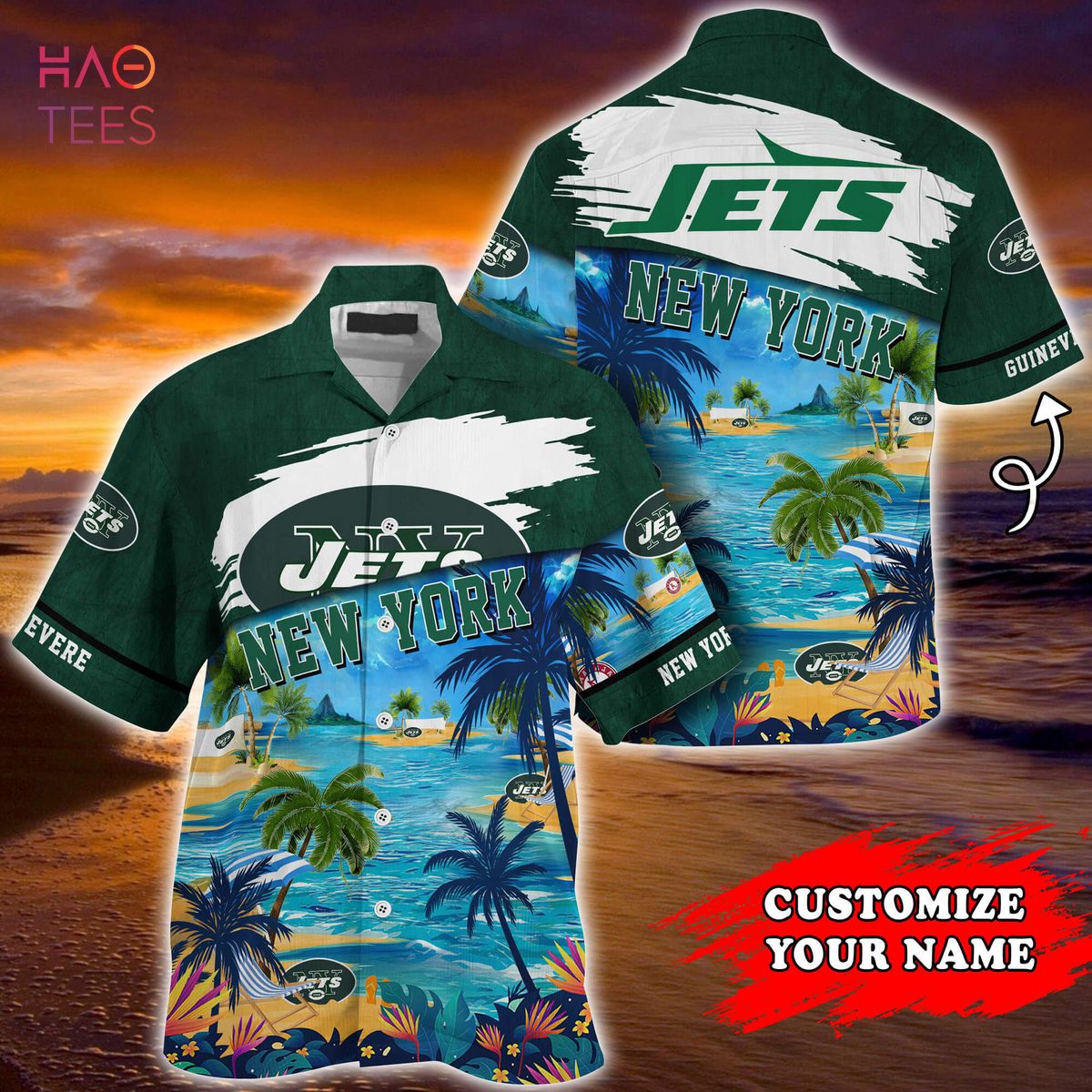 New York Jets NFL Customized Summer Hawaiian Shirt New York Jets NFL Customized Summer Hawaiian Shirt
