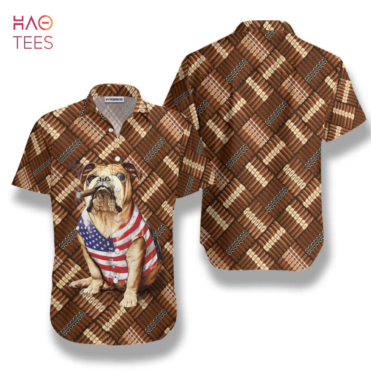 Cigar And American Bulldog Shirt For Men Hawaiian Shirt