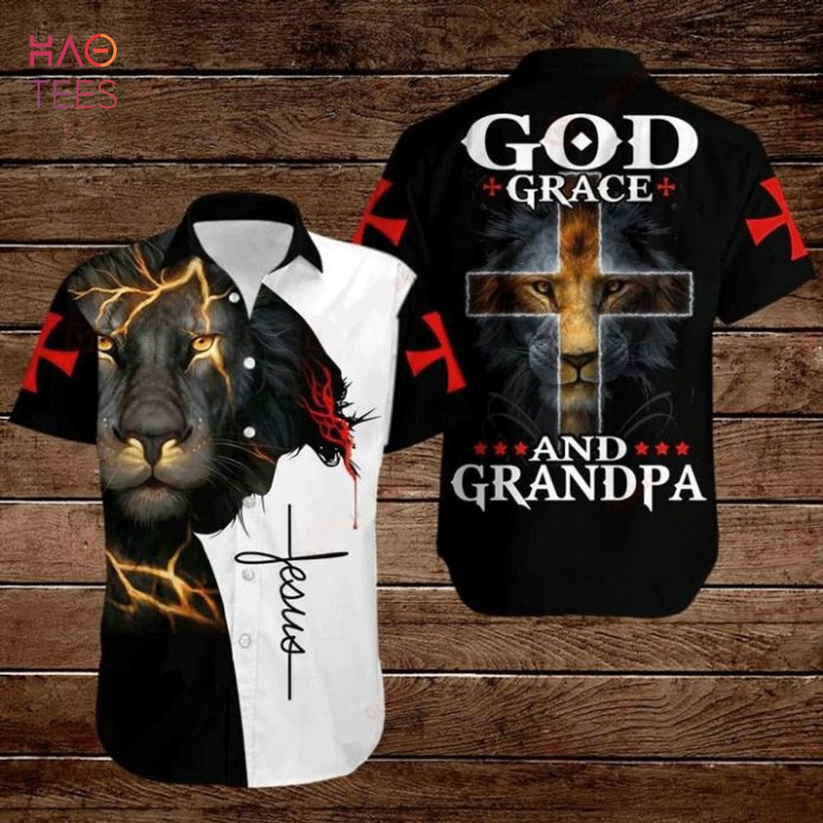 Cross Jesus Bible Lion God Grace And Grandpa Hawaiian Shirt