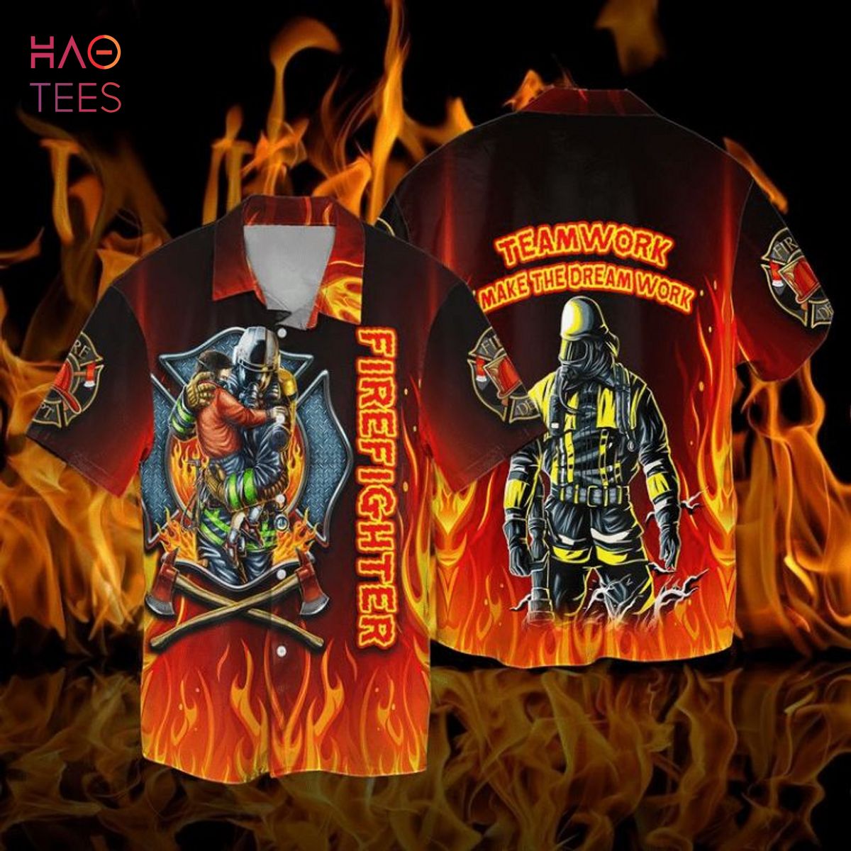 Firefighter Teamwork Make The Dream Work Memorial Day Gift Hawaiian Shirt Firefighter Teamwork Make The Dream Work Memorial Day Gift Hawaiian Shirt