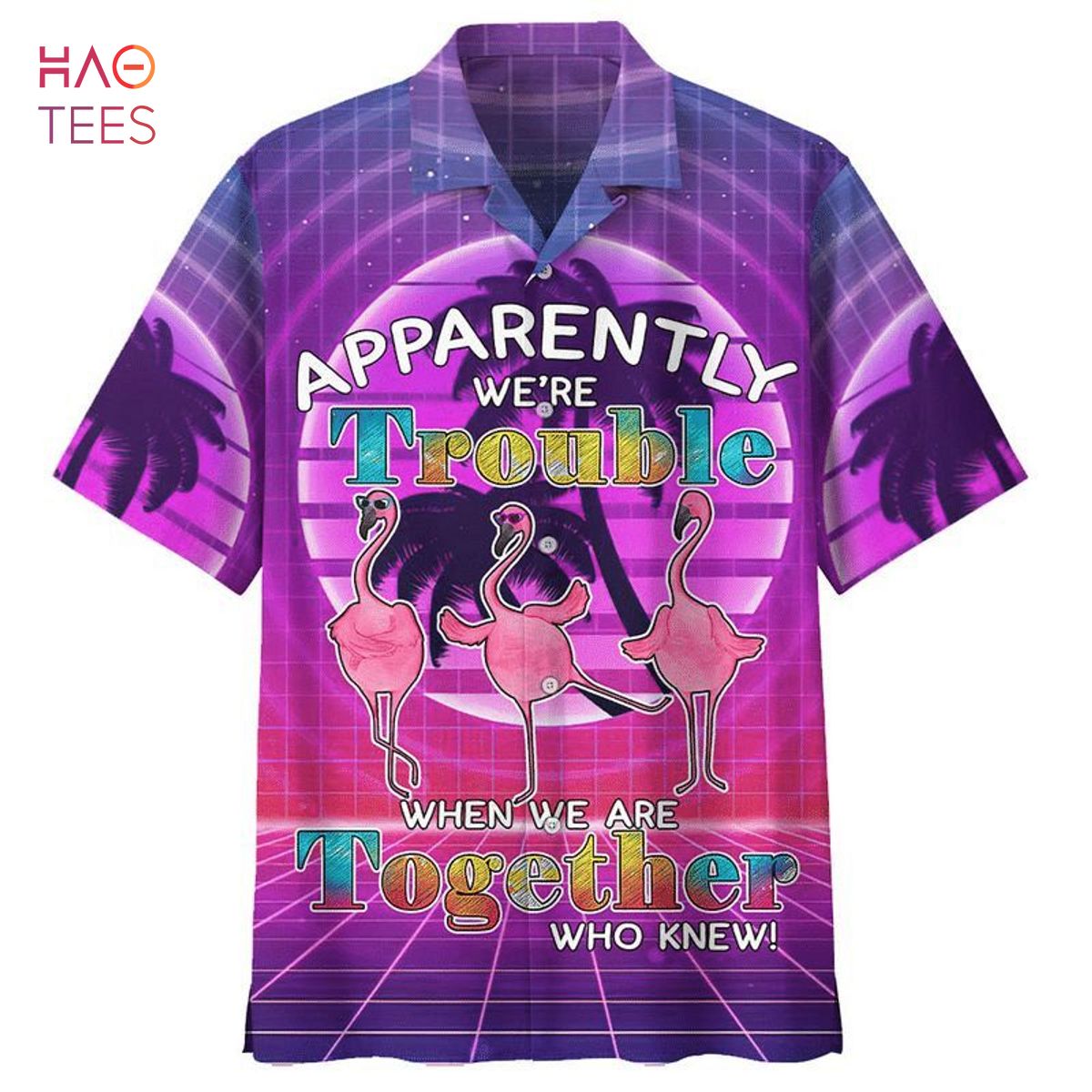 Flamingo Apparently We’re Trouble When We Are Together Who Knew Print Hawaiian Shirt