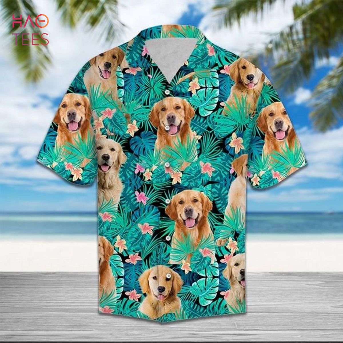 Golden Retriever Dog Funny Hawaiian Shirt