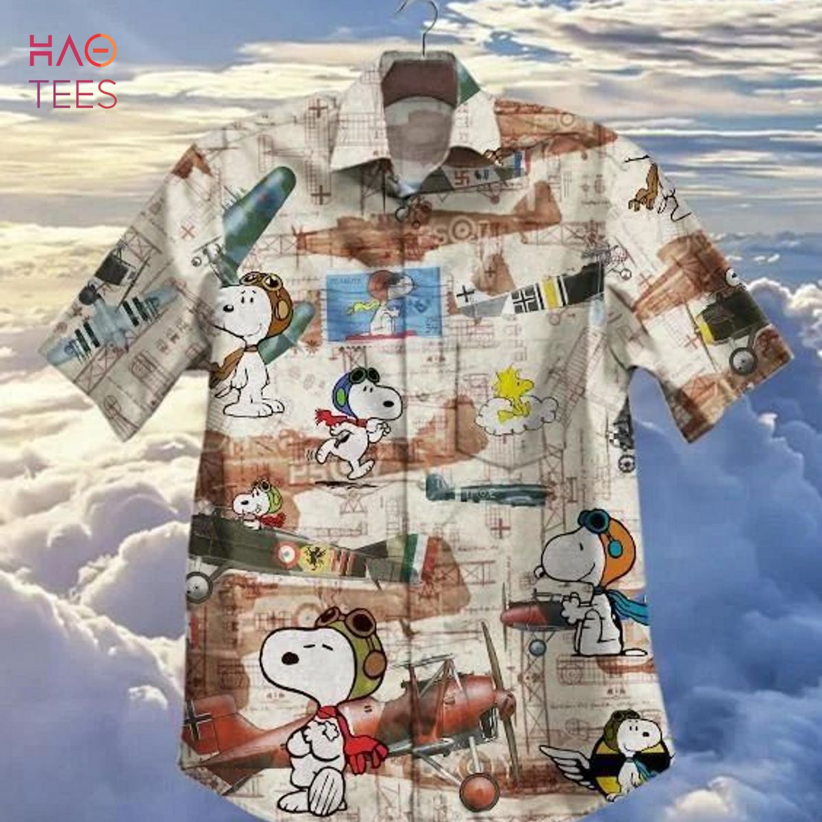Hot Plane And Snoopy Vintage Hawaiian Shirt