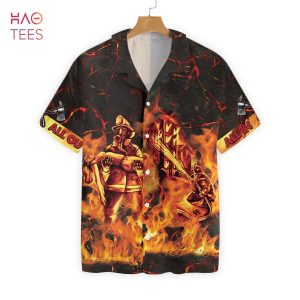 All In All Out Fire Truck On Flame Firefighter Hawaiian Shirt