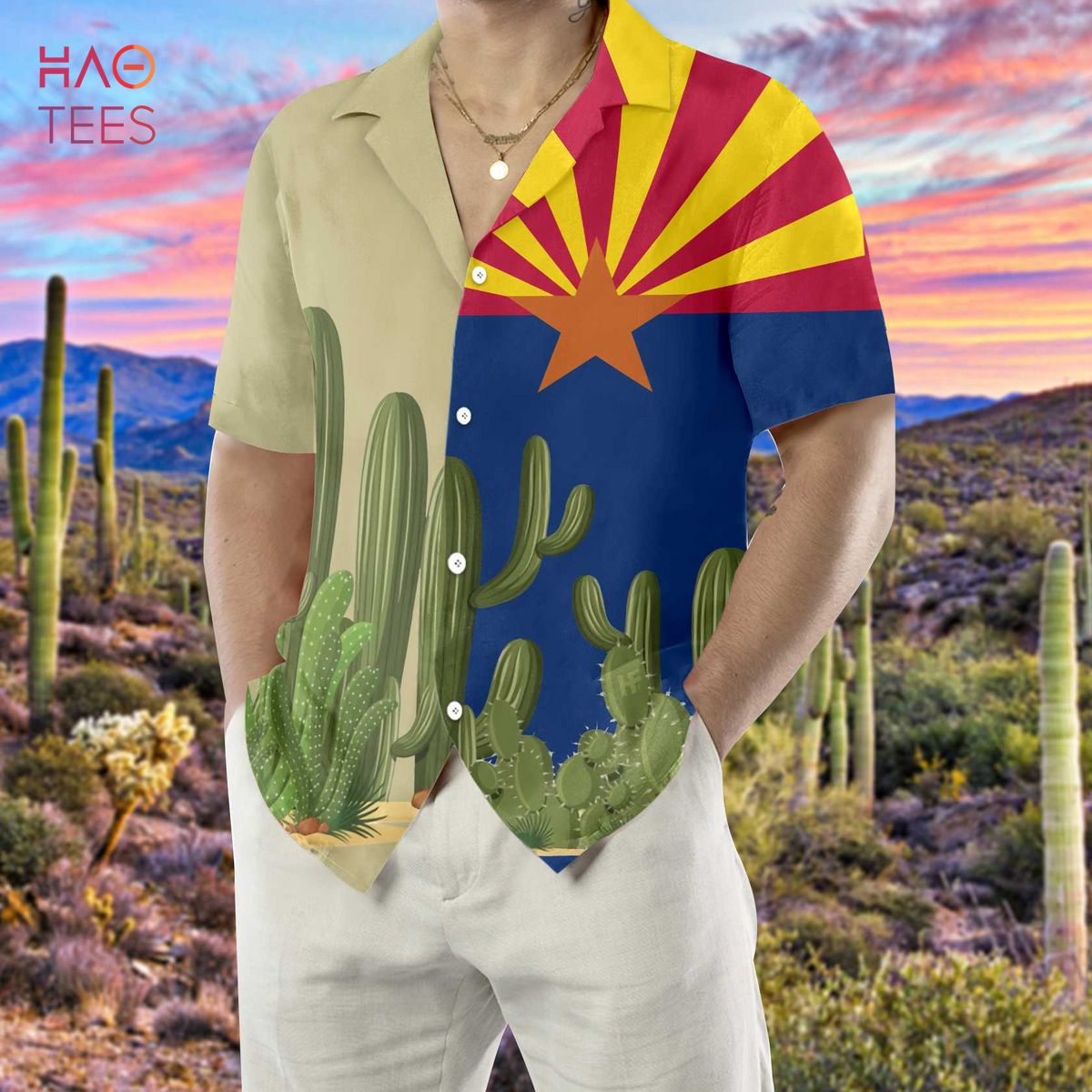 Arizona Flag Saguaro Hawaiian Shirt Arizona Flag Saguaro Hawaiian Shirt