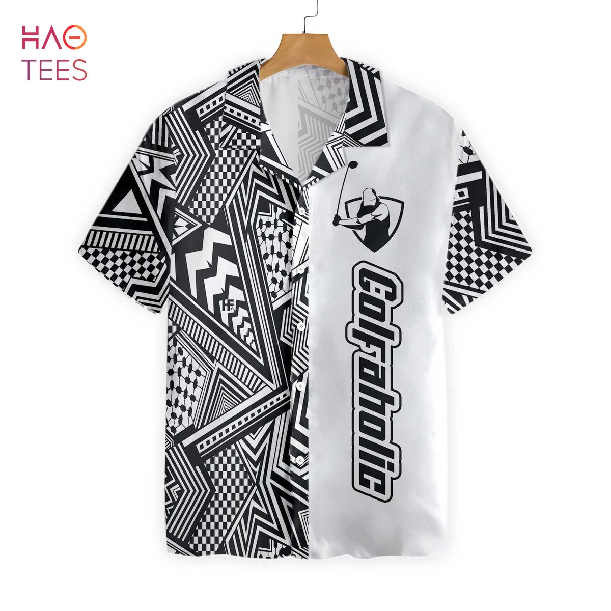 Black And White Modern Pattern Golfaholic Hawaiian Shirt Black And White Modern Pattern Golfaholic Hawaiian Shirt