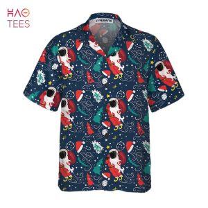 Cartoon Santa Claus Flying In Space Christmas Hawaiian Shirt