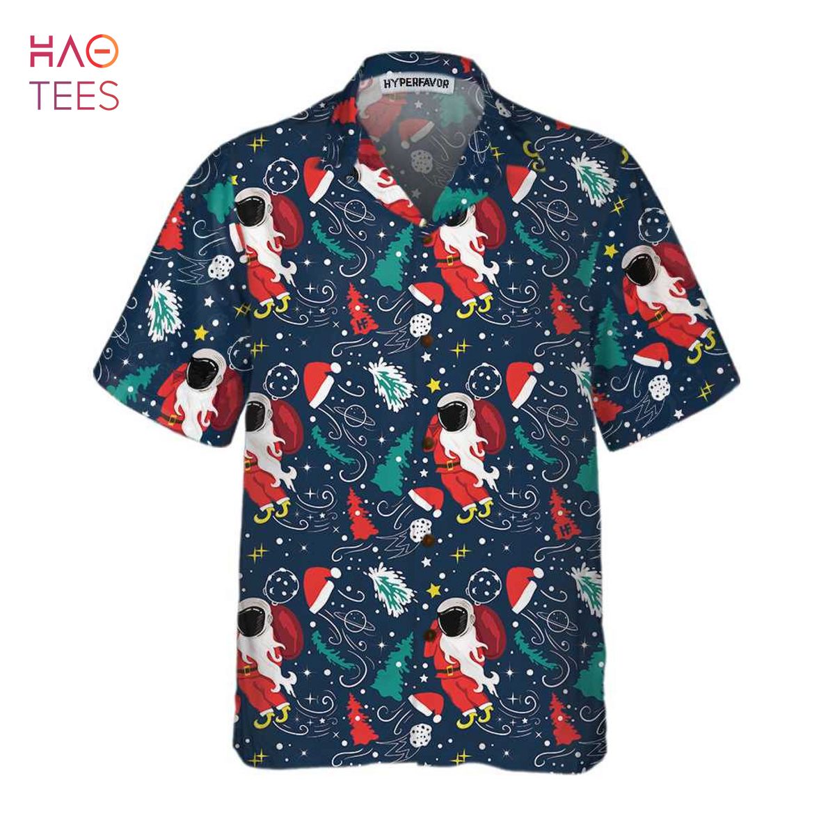 Cartoon Santa Claus Flying In Space Christmas Hawaiian Shirt Cartoon Santa Claus Flying In Space Christmas Hawaiian Shirt