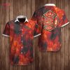 Firefighter Logo And Red American Flag Firefighter Hawaiian Shirt