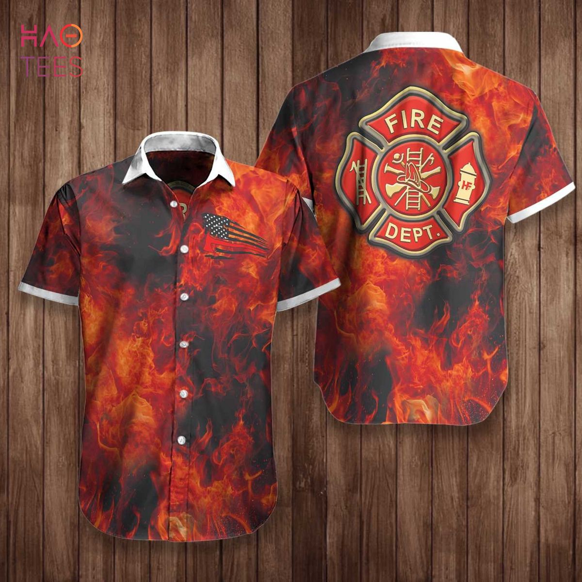 Firefighter Flag And Logo Hawaiian Shirt Firefighter Flag And Logo Hawaiian Shirt