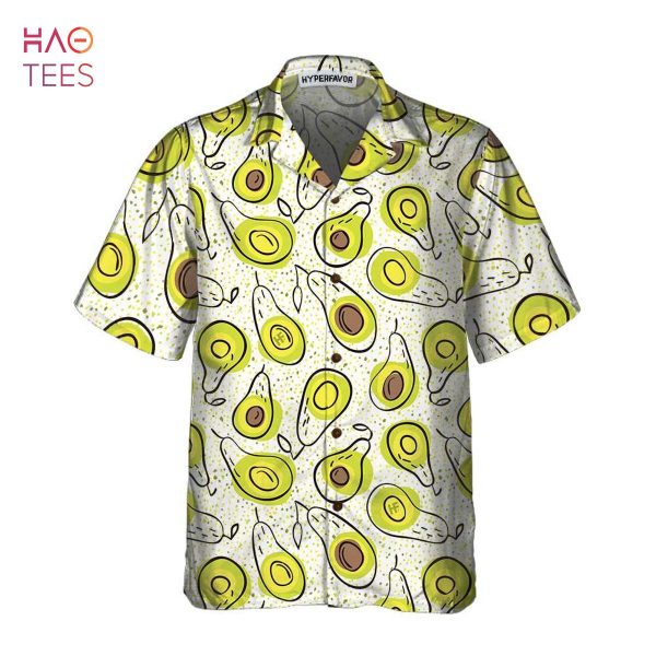 Hand Drawn Avocado Pattern Hawaiian Shirt