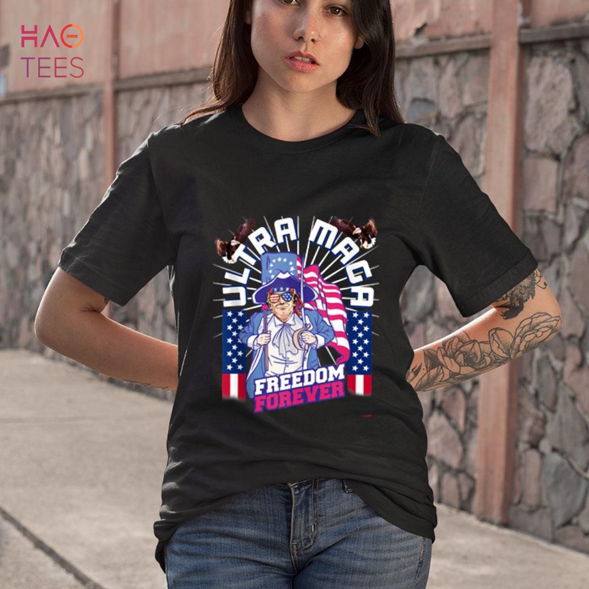 Trump 2024 Ultra Maga American Patriotic US Flag 4th Of July Shirt