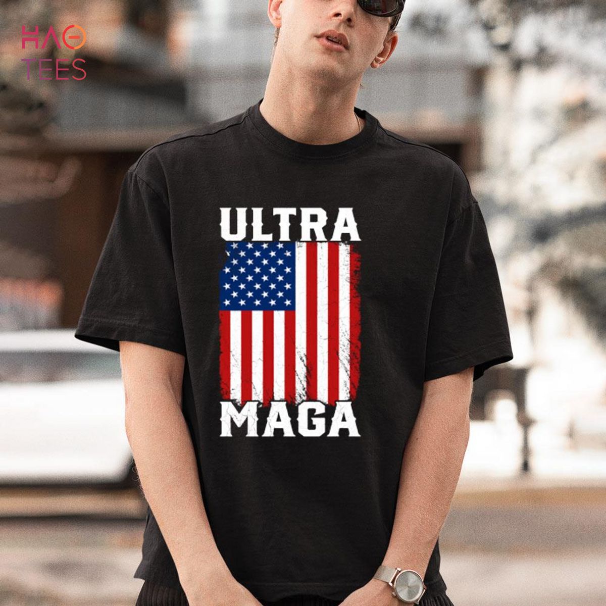 Distressed Ultra Maga USA American Flag Patriotic Shirt