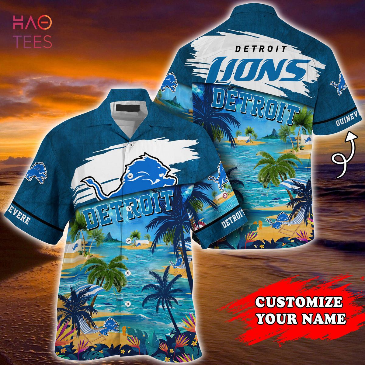 Detroit Lions NFL Customized Summer Hawaiian Shirt Detroit Lions NFL Customized Summer Hawaiian Shirt