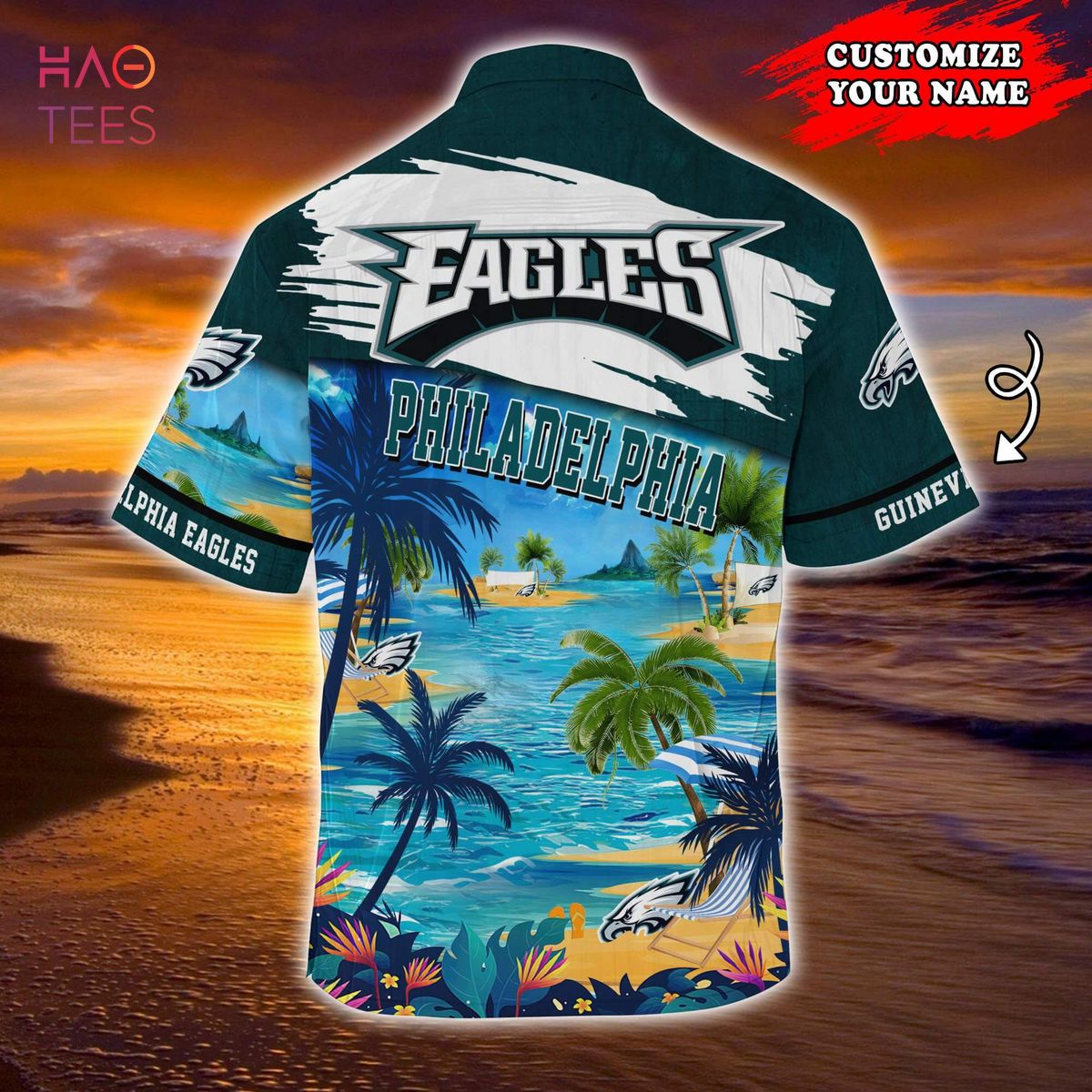 Philadelphia Eagles NFL Customized Summer 3D All Over Printed Hawaiian Shirt,  Short