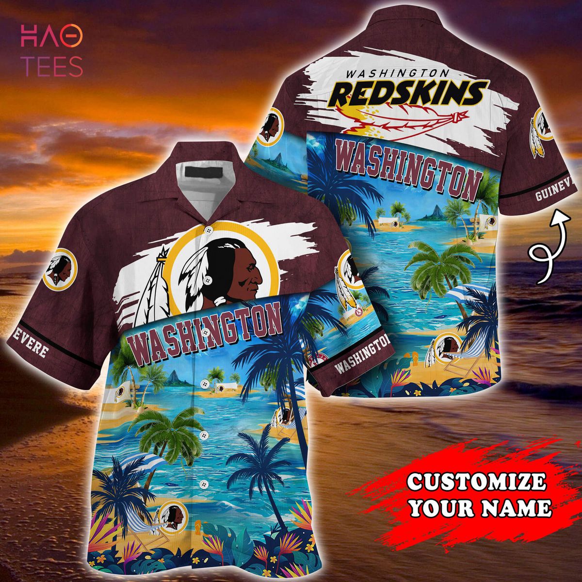 Personalized NFL Washington Redskins Combo Hawaiian Shirt And Short