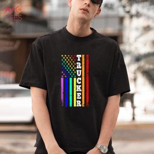Trucker Gay Pride American Flag Pride Month 4th of July Shirt