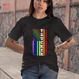 Trucker Gay Pride American Flag Pride Month 4th of July Shirt
