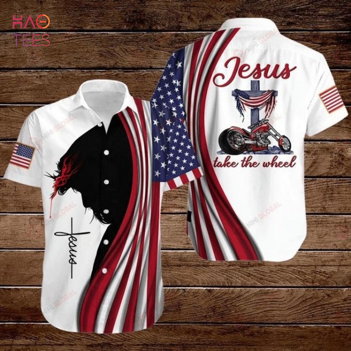 Cross Jesus Bible Americal Flag Biker Jesus Take The Wheel Hawaiian Shirt Cross Jesus Bible Americal Flag Biker Jesus Take The Wheel Hawaiian Shirt