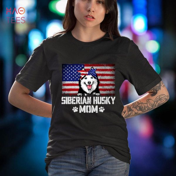 Funny Siberian Husky Mom American Flag 4th Of July Puppy Shirt