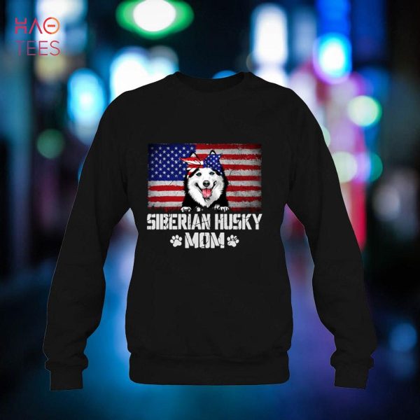 Funny Siberian Husky Mom American Flag 4th Of July Puppy Shirt