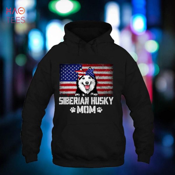 Funny Siberian Husky Mom American Flag 4th Of July Puppy Shirt