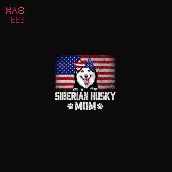 Funny Siberian Husky Mom American Flag 4th Of July Puppy Shirt