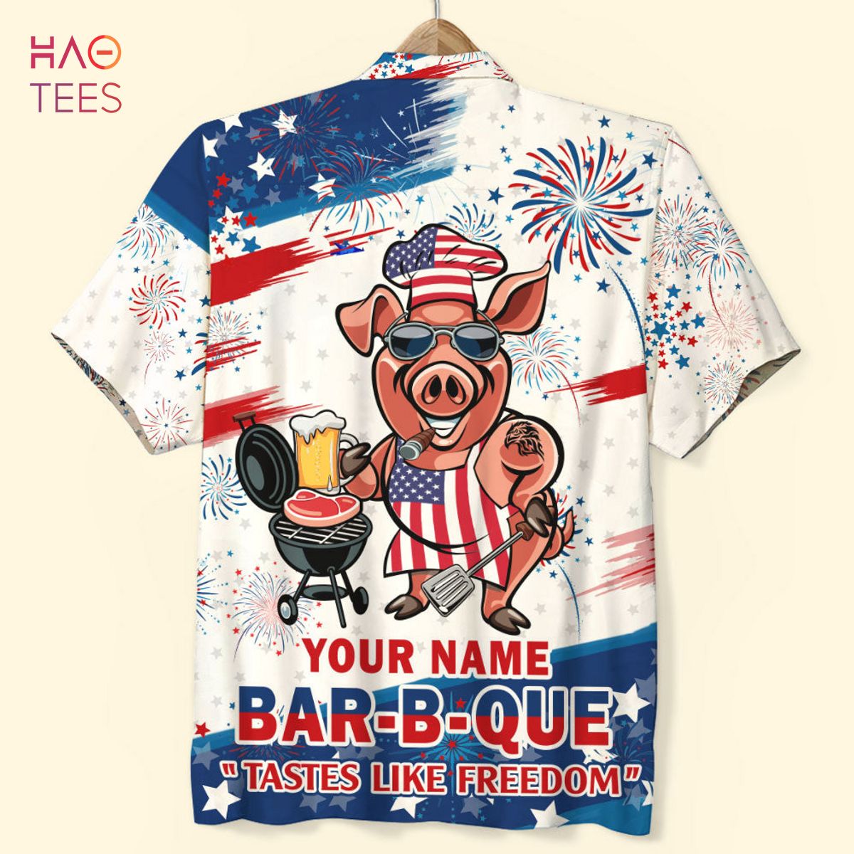 Bar-B-Que Tastes Like Freedom Personalized Grill Independence Day Hawaiian Shirt Bar-B-Que Tastes Like Freedom Personalized Grill Independence Day Hawaiian Shirt