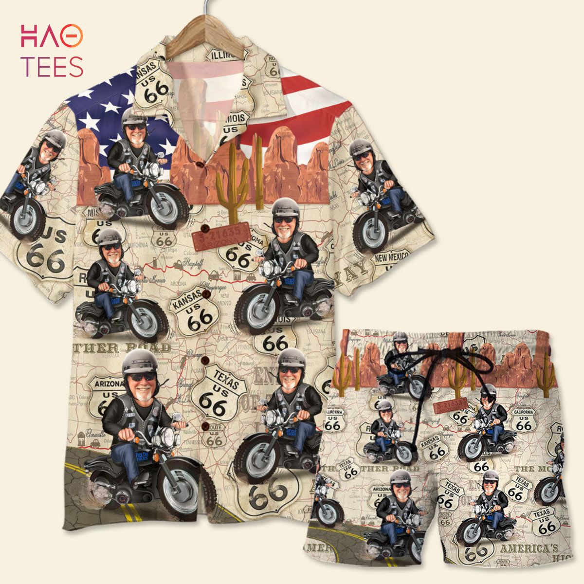 Happy Old Biker Custom Biker Hawaiian Shirt and Shorts