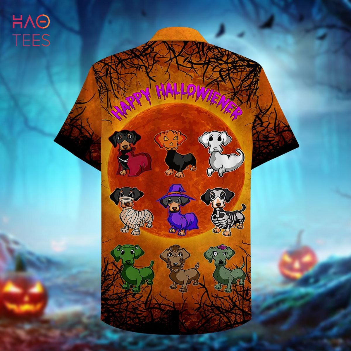 Dachshund Happy Hallowiener Hawaiian Shirt, Aloha Shirt Dachshund Happy Hallowiener Hawaiian Shirt, Aloha Shirt