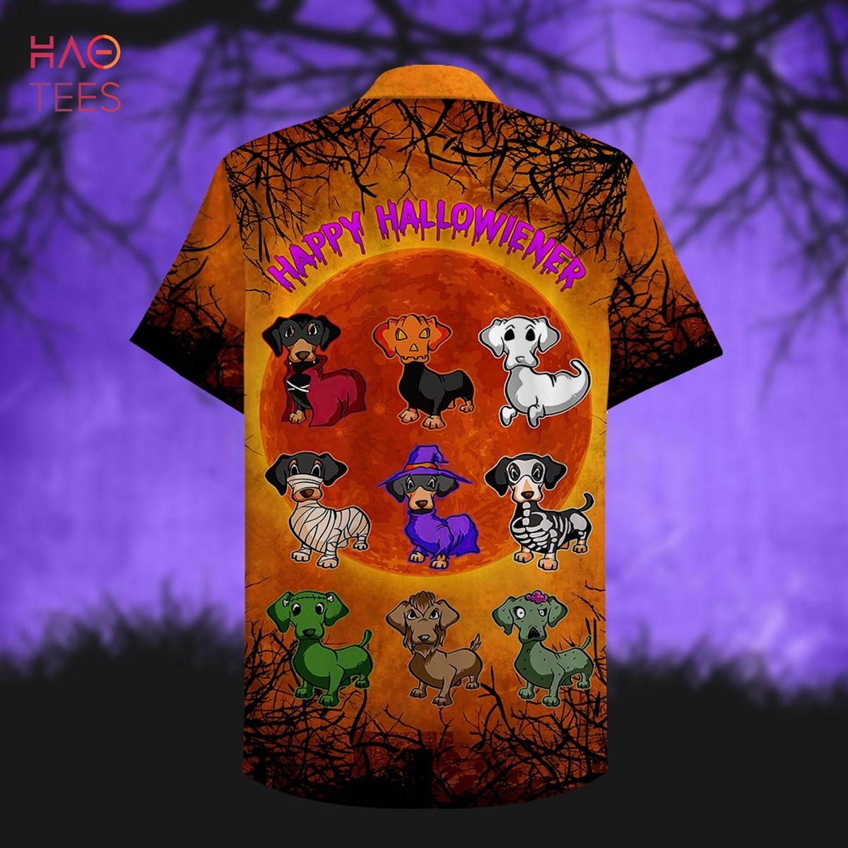 Dachshund Happy Hallowiener Hawaiian Shirt, Aloha Shirt Dachshund Happy Hallowiener Hawaiian Shirt, Aloha Shirt