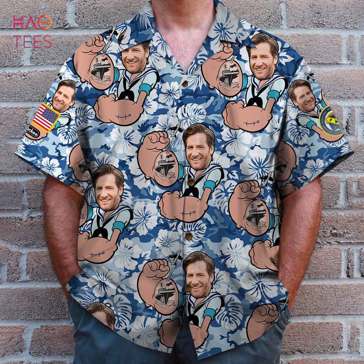 Military Background Hawaiian Shirt, Aloha Shirt and Mens Beach Shorts