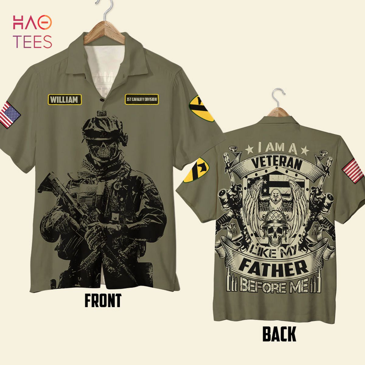 I Am A Veteran Like My Father Before Me, Personalized Hawaiian Shirt, Custom Military Unit