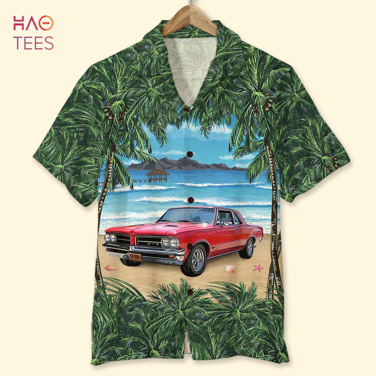Muscle Car Coconut Palm Beach Personalized Hawaiian Shirt