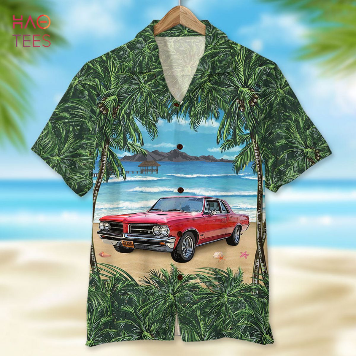 Muscle Car Coconut Palm Beach Personalized Hawaiian Shirt Muscle Car Coconut Palm Beach Personalized Hawaiian Shirt