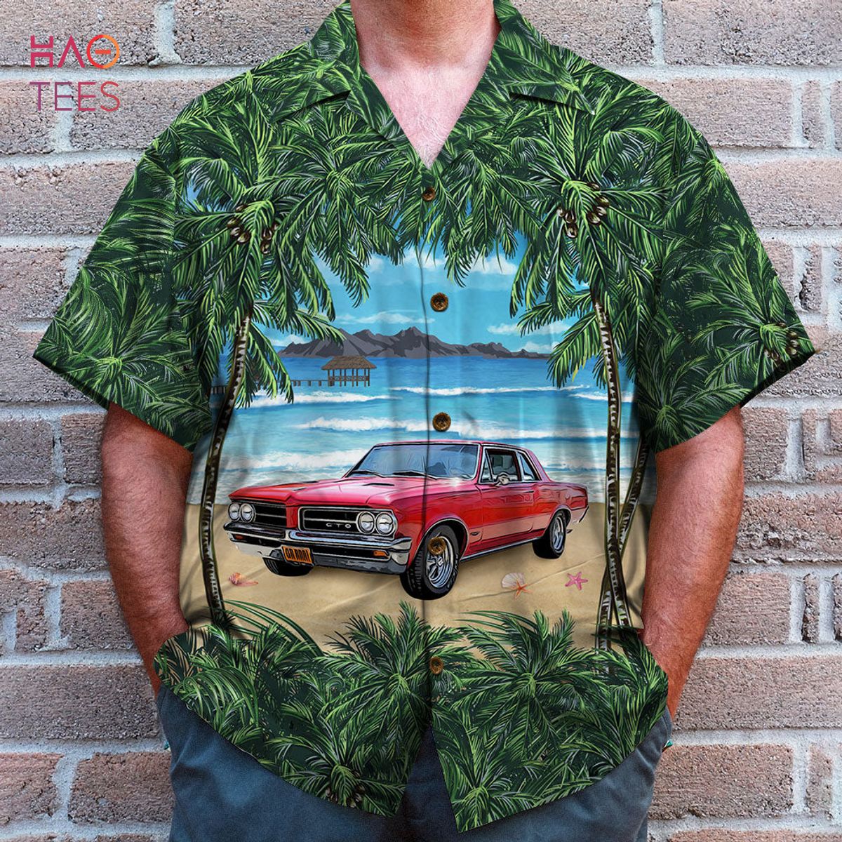 Muscle Car Coconut Palm Beach Personalized Hawaiian Shirt Muscle Car Coconut Palm Beach Personalized Hawaiian Shirt