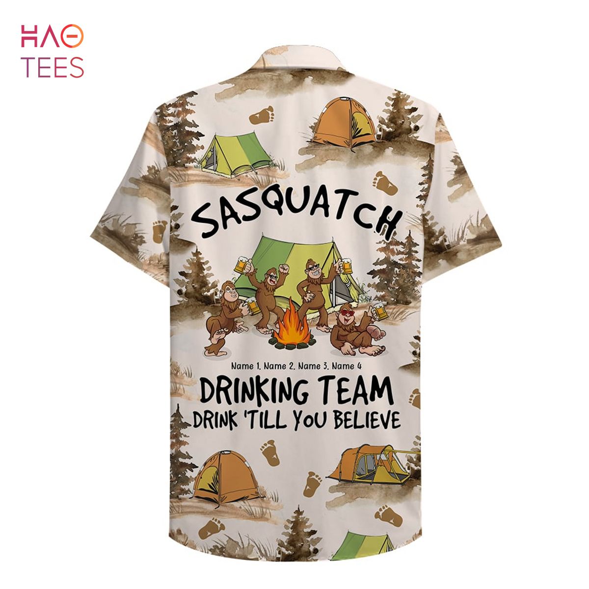 Sasquatch Drinking Team, Drink Till You Believe Personalized Camping Bigfoot Hawaiian Shirt