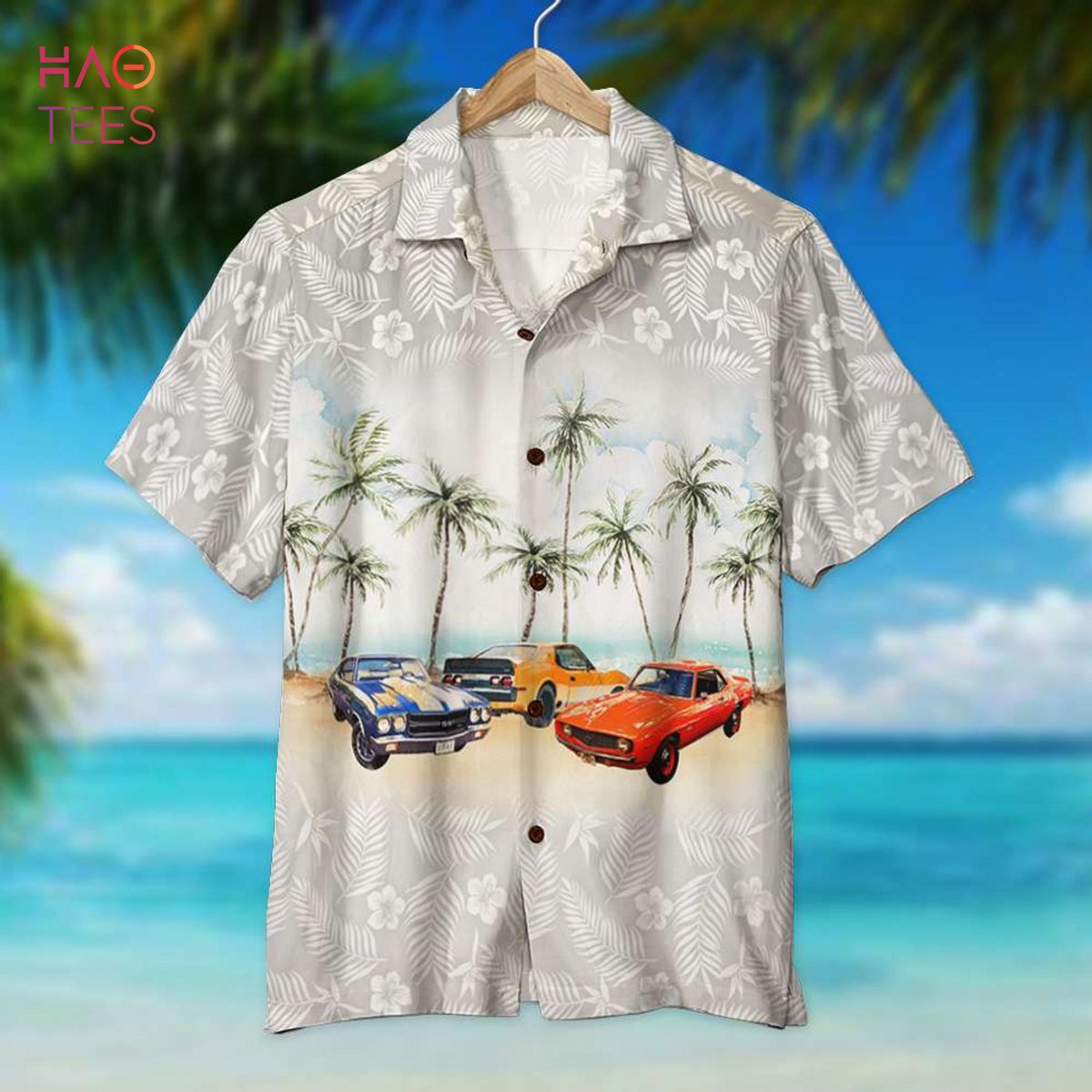Muscle Car With Flower And Palm Tree Personalized Hawaiian Shirt