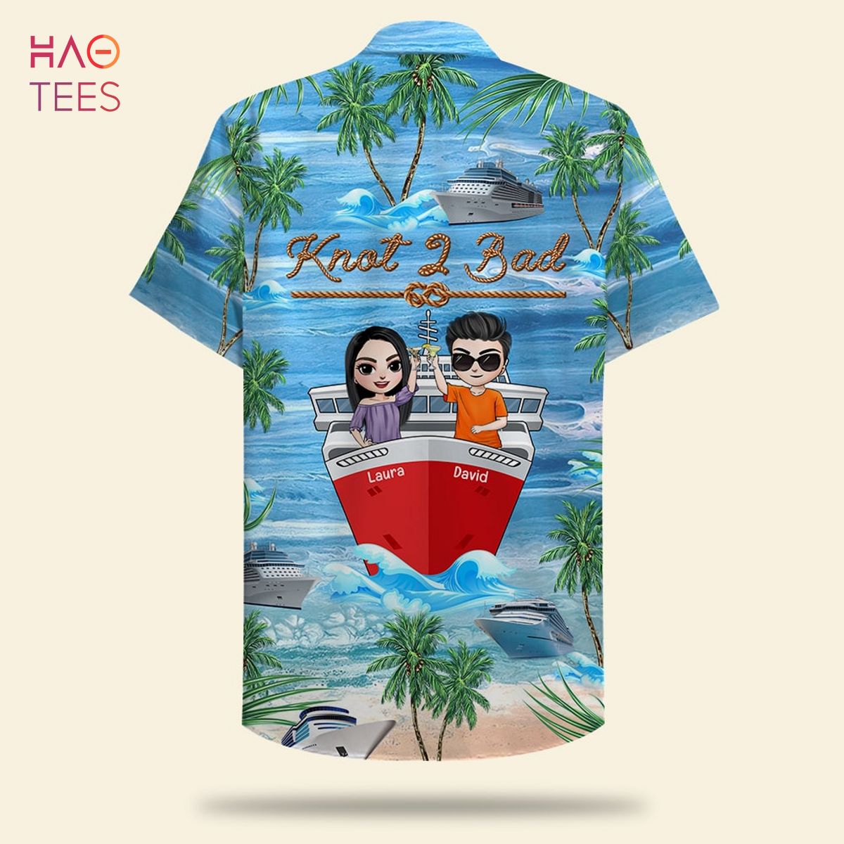 Drinking, Knot 2 Bad Personalized Cruising Couple Hawaiian Shirt