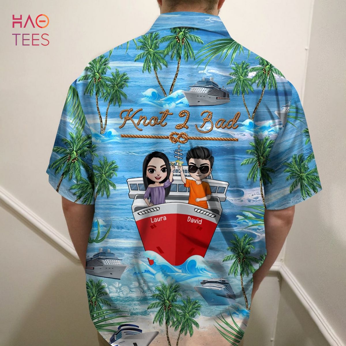 Drinking, Knot 2 Bad Personalized Cruising Couple Hawaiian Shirt