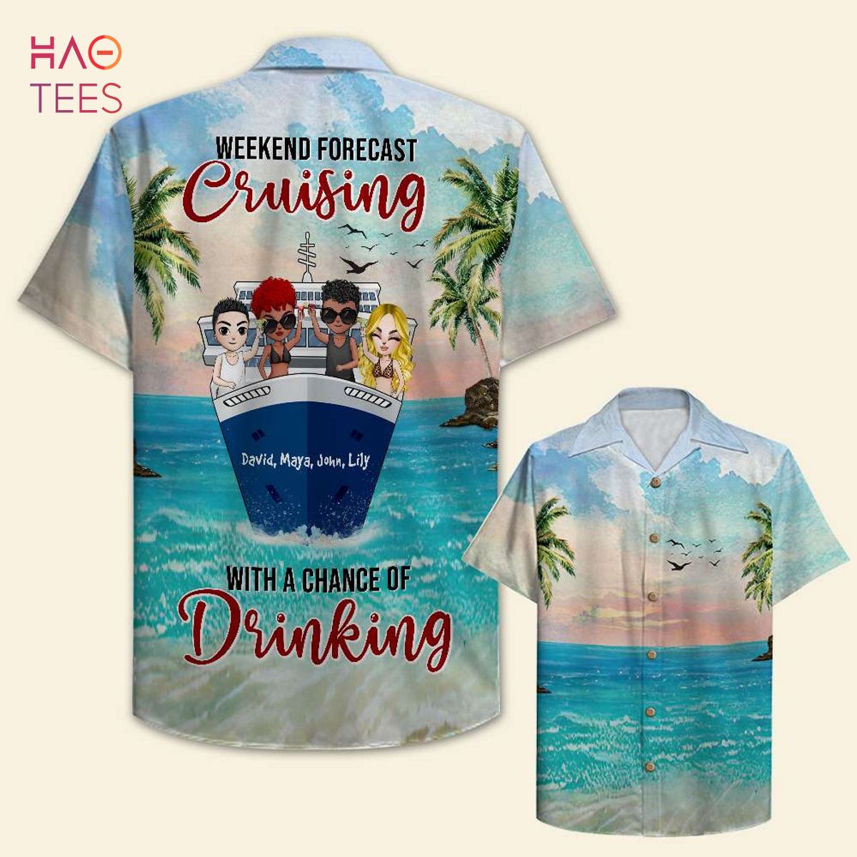 Cheers To Friends On Cruise Ship Personalized Cruising Friends Hawaiian Shirt