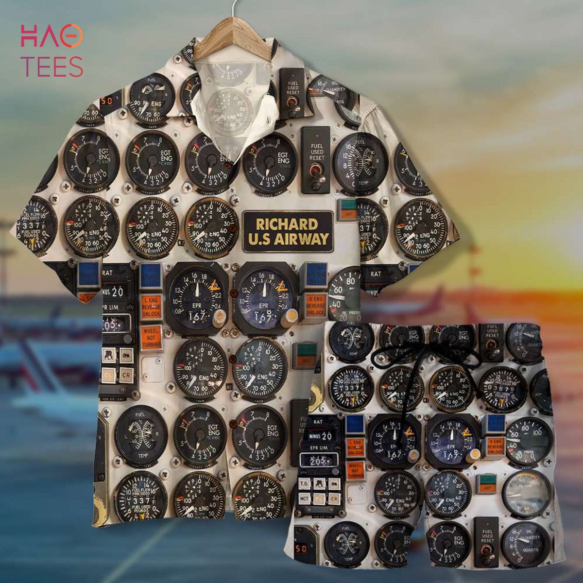 Aircraft Cockpit Personalized Pilot Hawaiian Shirt and Men Beach Shorts Aircraft Cockpit Personalized Pilot Hawaiian Shirt and Men Beach Shorts