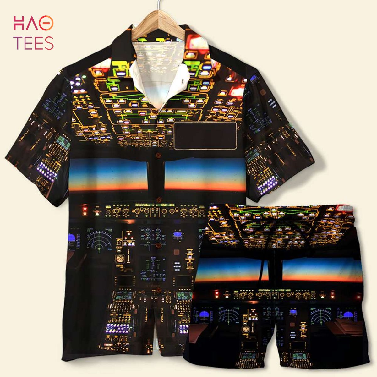Pilot Control Panel Personalized Hawaiian Shirt and Men Beach Shorts Pilot Control Panel Personalized Hawaiian Shirt and Men Beach Shorts